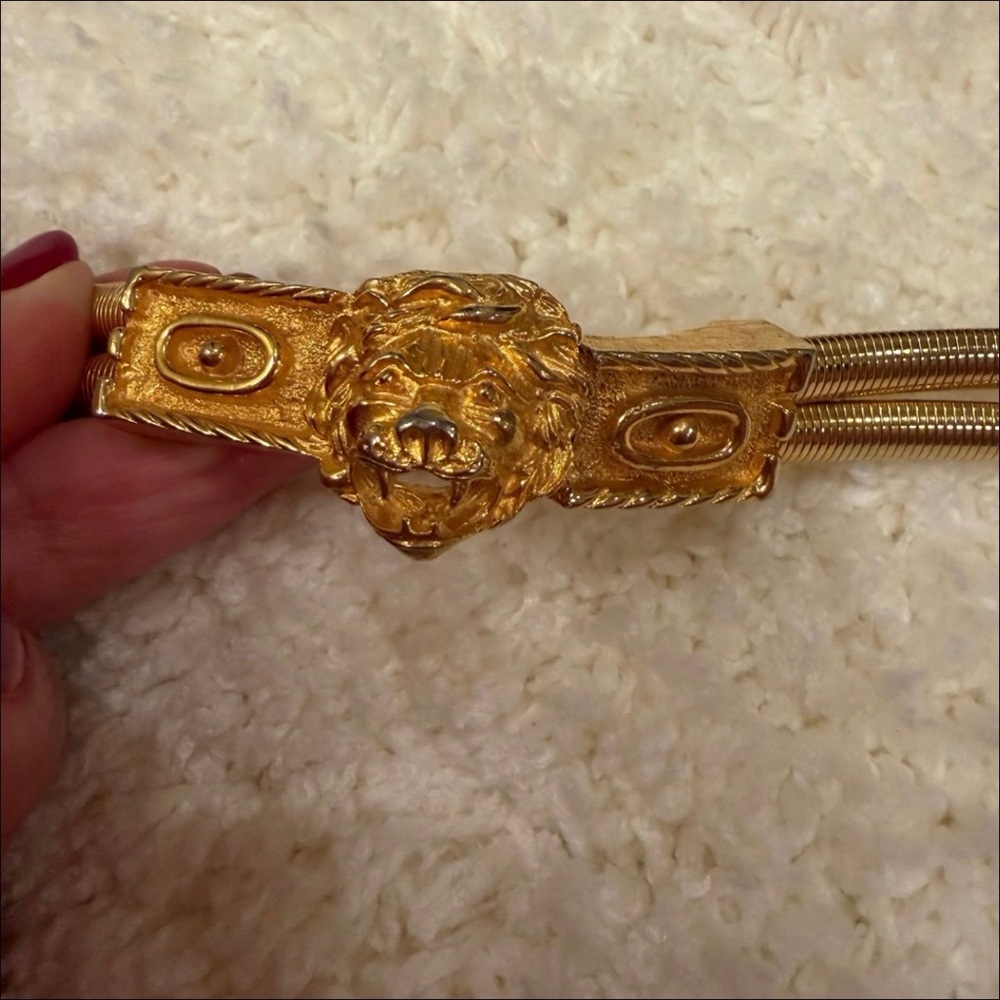 Vintage Judith Leiber Gold Stretch Metal Lion Belt - Picture 5 of 12